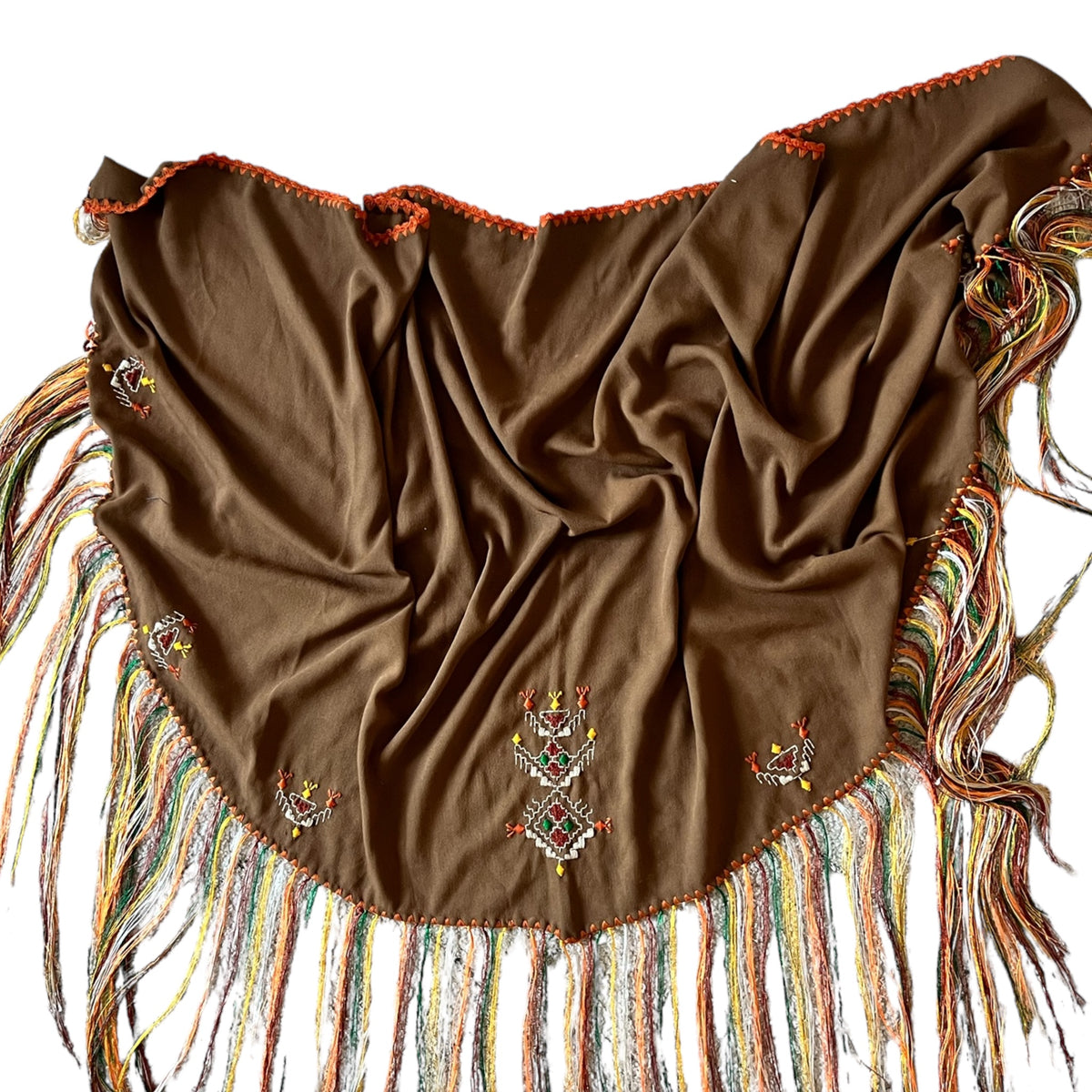 Foulard broderie marron